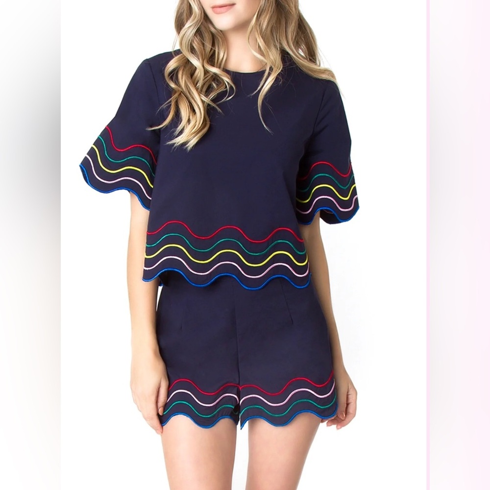 Madison Navy and Multicolor Scalloped Set